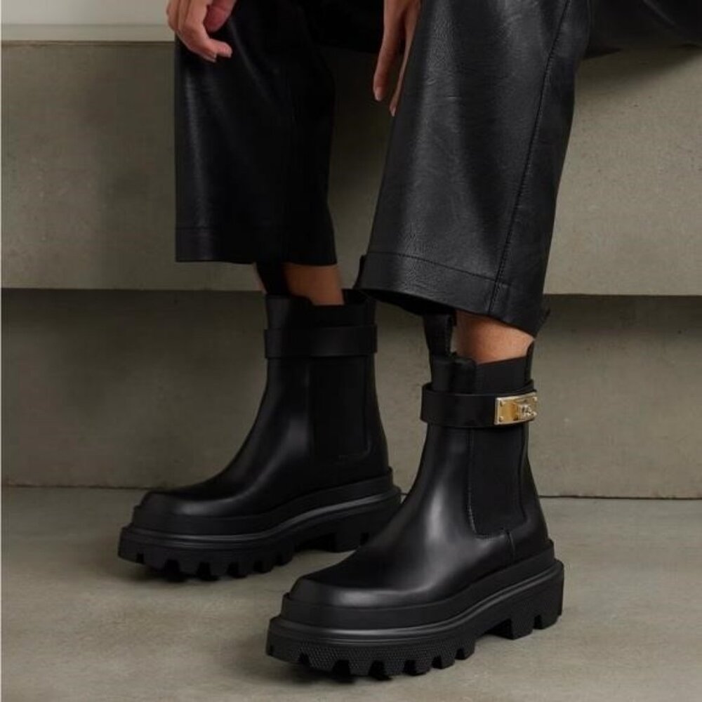 New Authentic Dolce&Gabbana Lug Sole Chelsea Boot Women’s Shoes - Picture 1 of 9